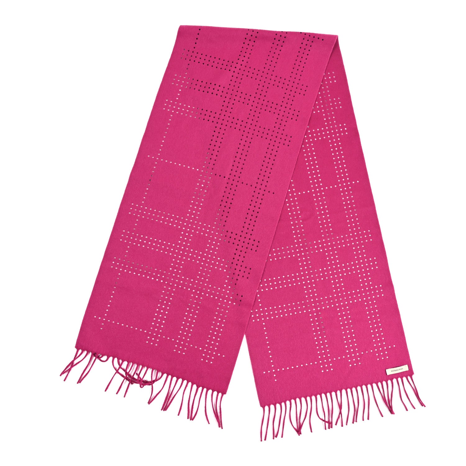 Burberry Wool Fringe Perforated Scarf Pink 2 of 3