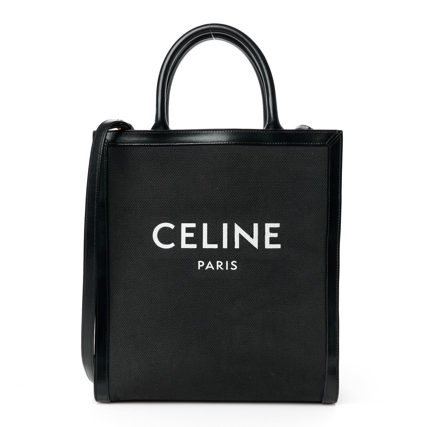 Celine Canvas Calfskin Small Vertical Cabas Black 1 of 11