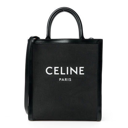 Celine Canvas Calfskin Small Vertical Cabas Black 1 of 11