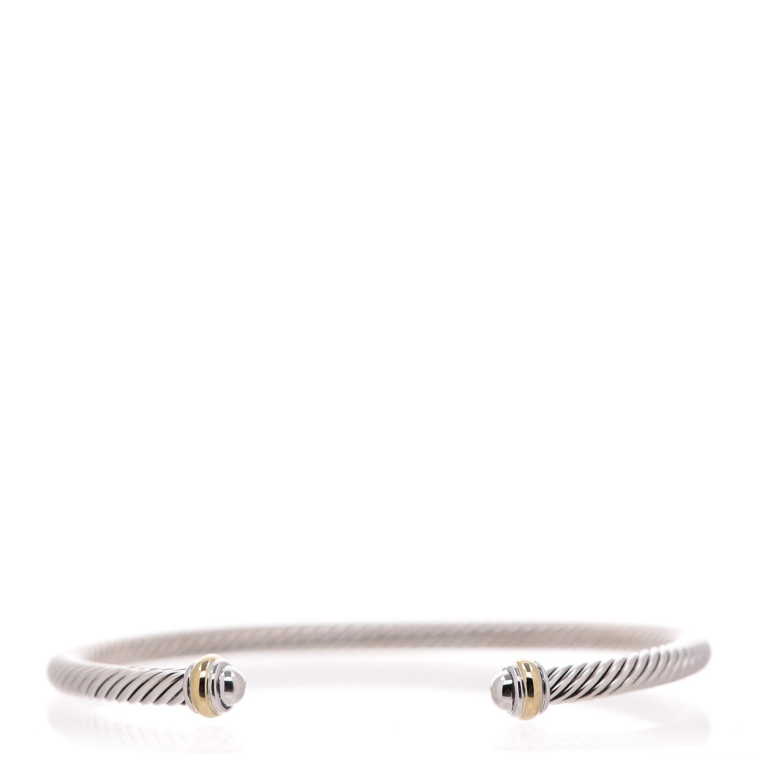 David Yurman Sterling Silver 18K Yellow Gold 4mm Cable Classics Bracelet 1 of 5