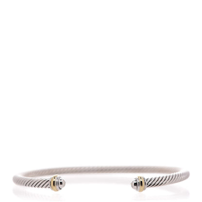 David Yurman Sterling Silver 18K Yellow Gold 4mm Cable Classics Bracelet 1 of 5