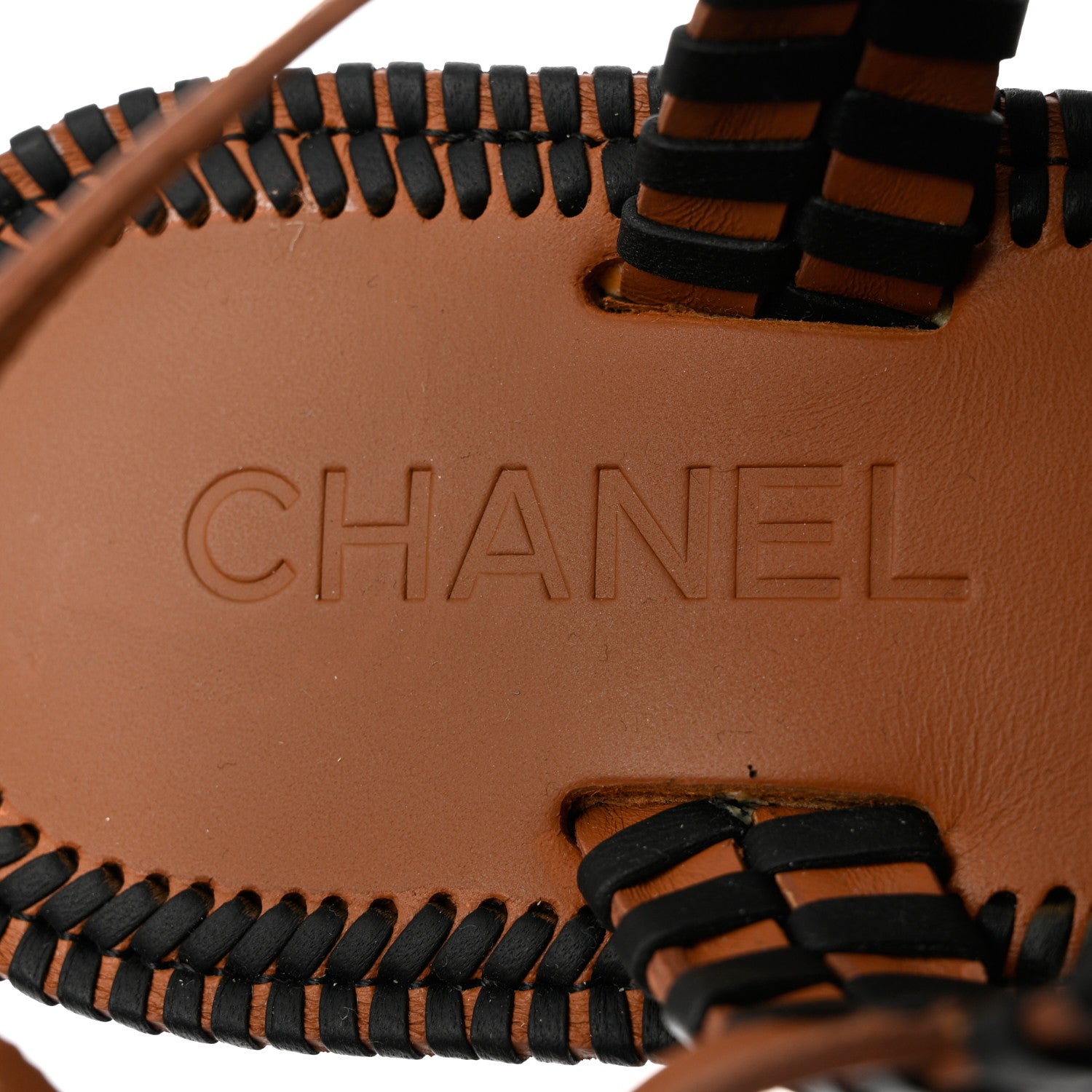 Chanel Lambskin Calfskin Braided Thong Sandals 36 Black Brown 6 of 9