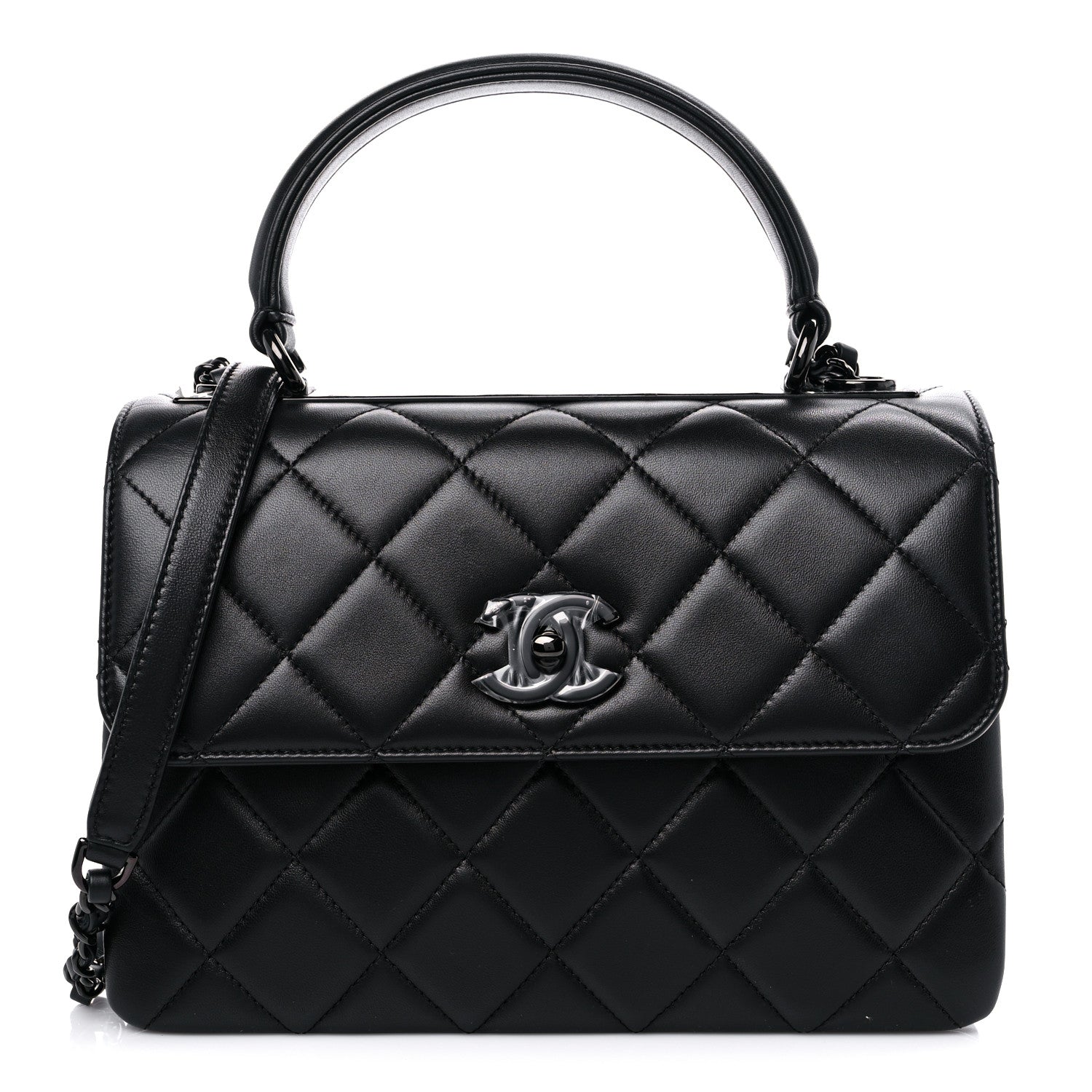 Chanel Lambskin Quilted Small Trendy CC Dual Handle Flap Bag So Black 1 of 14