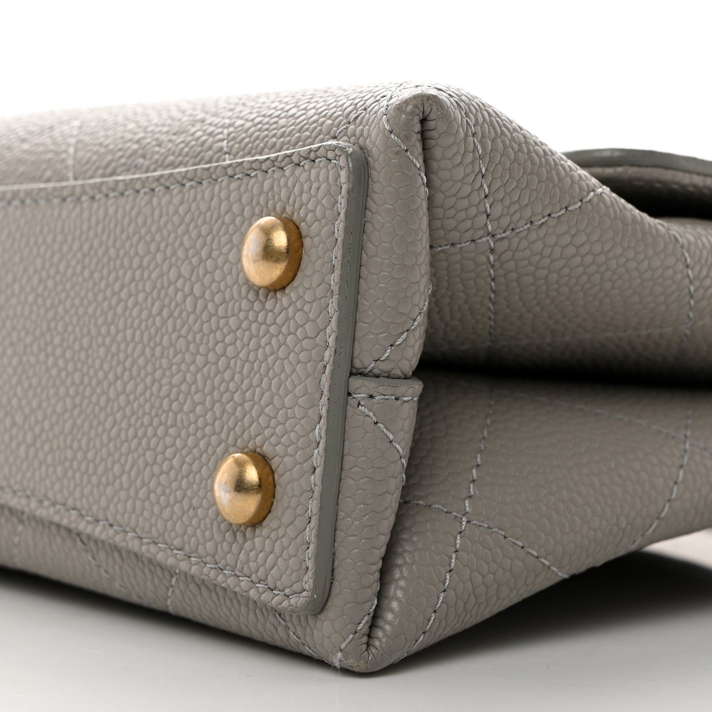 Grained Calfskin Small Stitched Flap Grey