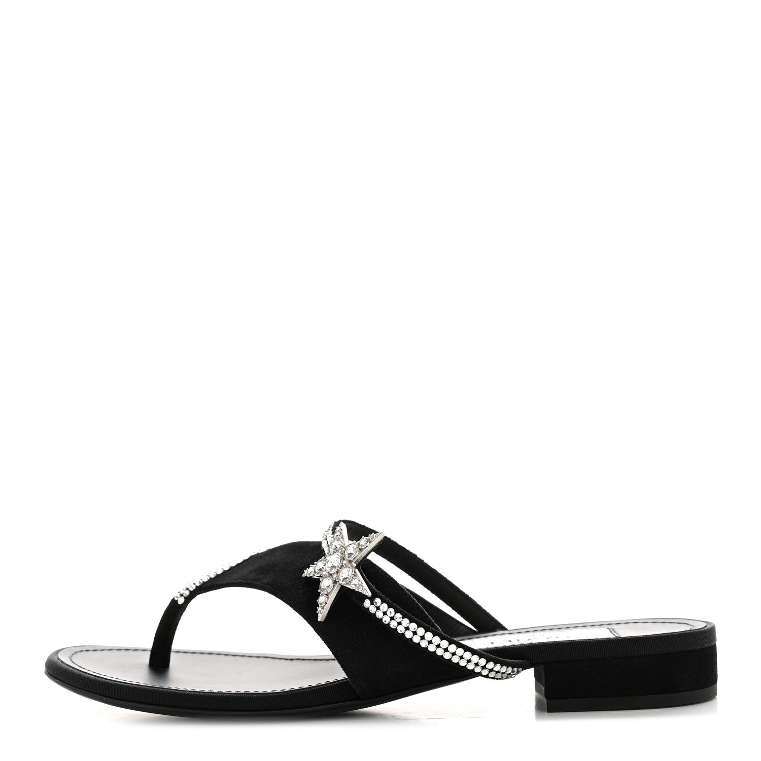 Chanel Suede Calfskin Strass Star Sandals 37 Black 1 of 11