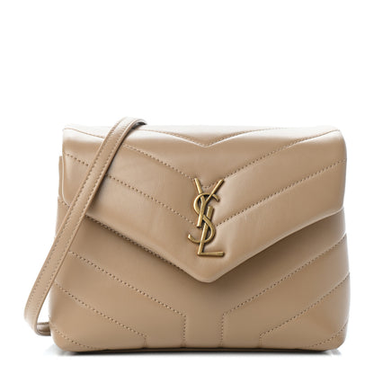 Saint Laurent Calfskin Y Quilted Monogram Toy Loulou Crossbody Bag Latte 1 of 9