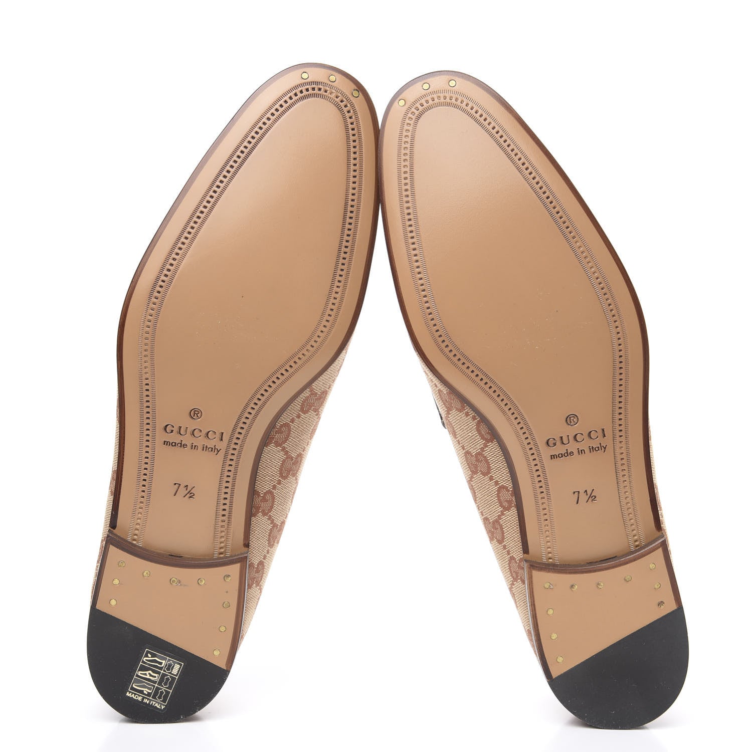 Gucci Canvas GG Monogram Horsebit Mens Jordaan Loafers 7.5 Beige Ruggine Light Brown 5 of 9