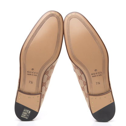 Gucci Canvas GG Monogram Horsebit Mens Jordaan Loafers 7.5 Beige Ruggine Light Brown 5 of 9