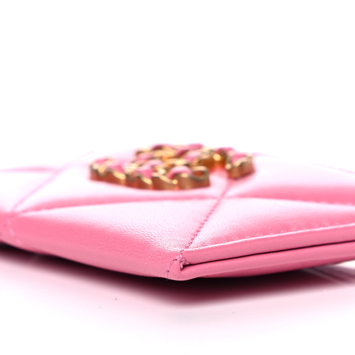Chanel Lambskin Quilted Chanel 19 Card Holder Pink 8 of 9