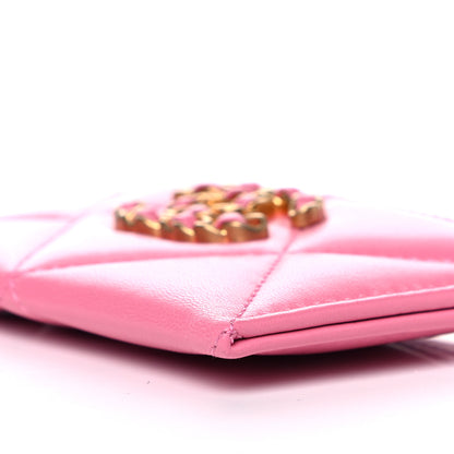Chanel Lambskin Quilted Chanel 19 Card Holder Pink 8 of 9