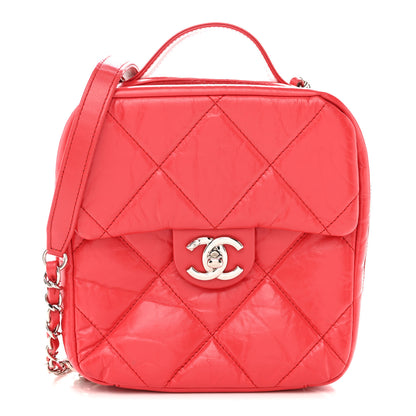 Chanel Aged Calfskin Quilted Top Handle Camera Case Red 1 of 13