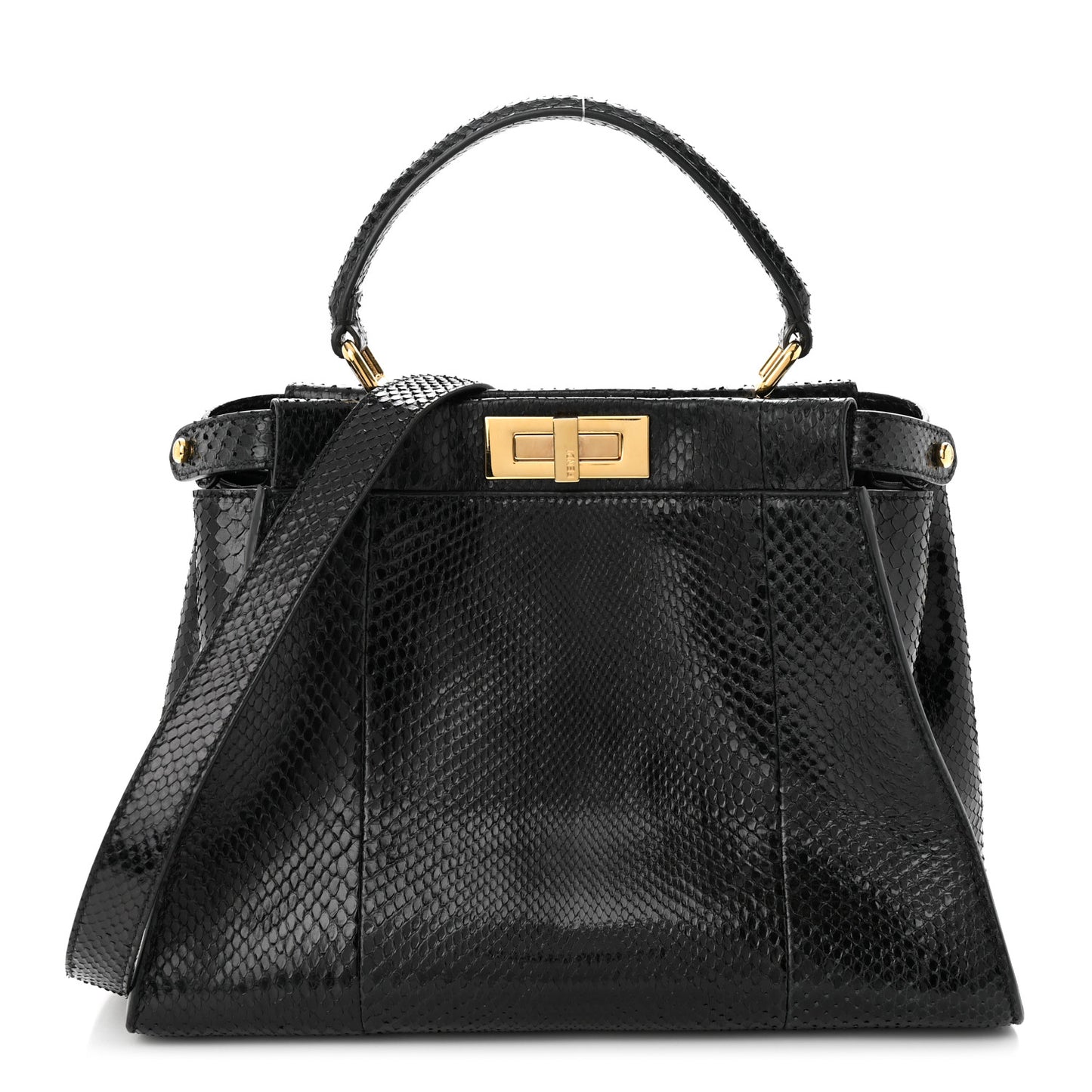 Snakeskin Nappa Medium Peekaboo Iconic Satchel Black