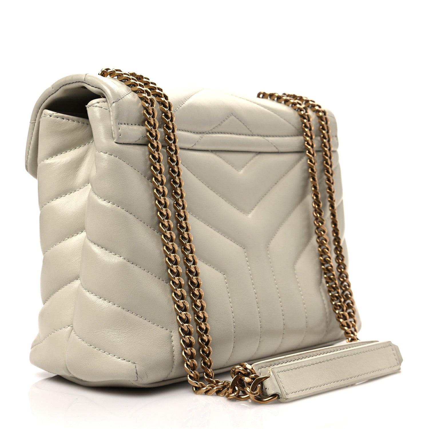 Saint Laurent Calfskin Y Quilted Monogram Small Loulou Chain Satchel Crema Soft 2 of 8