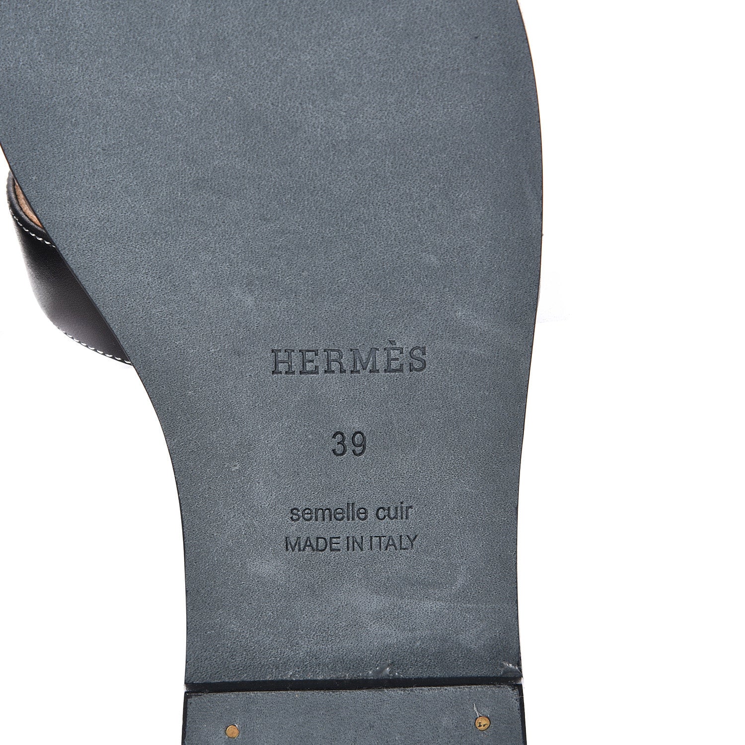 Hermes Box Calfskin Oran Sandals 39 Black 6 of 10
