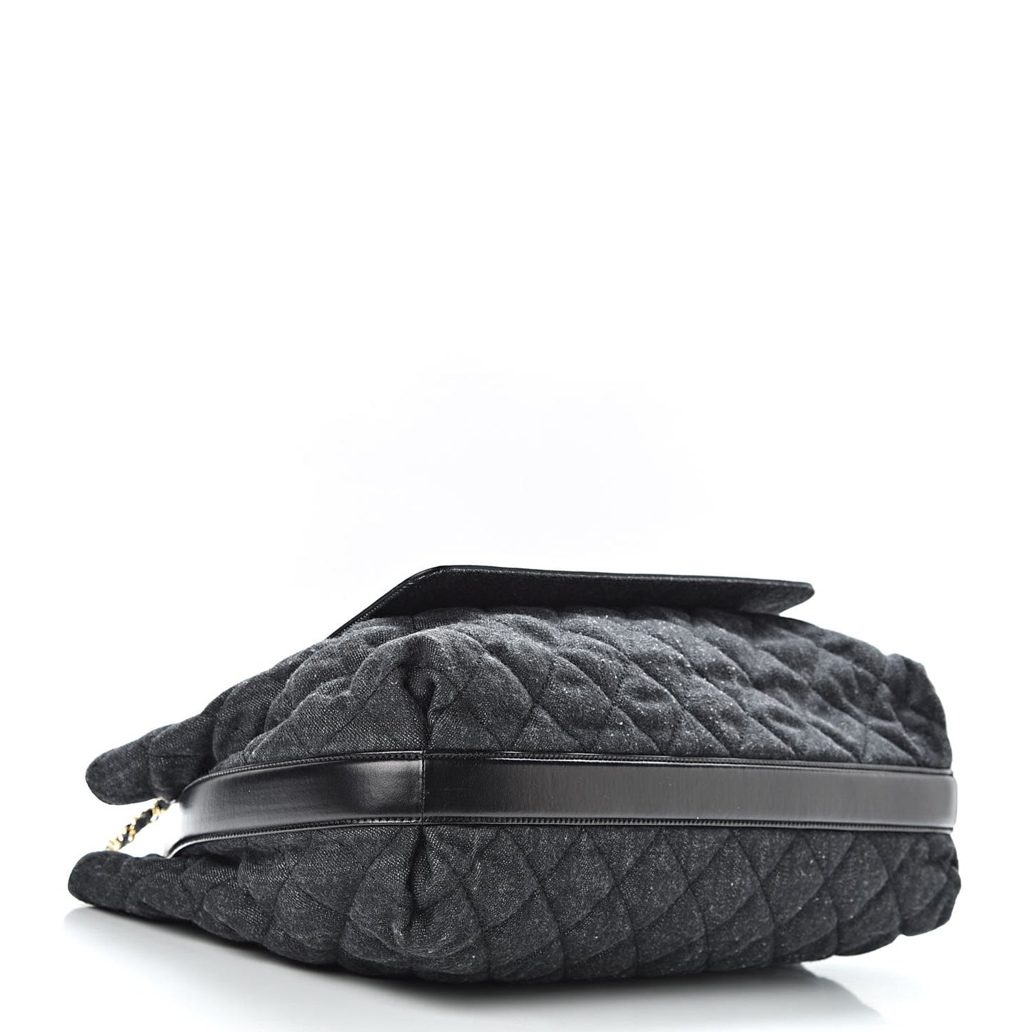 Denim Calfskin Quilted Tote Black