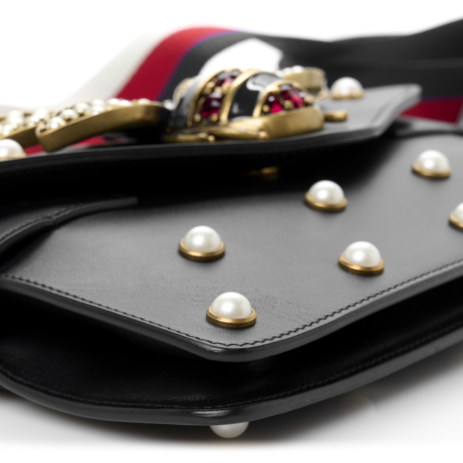 Gucci Nappa Pearl Studded Mini Queen Margaret Broadway Shoulder Bag Black 9 of 10