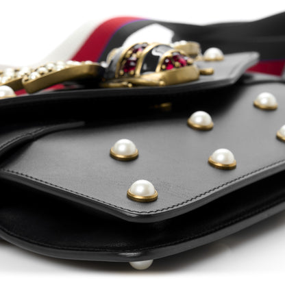 Gucci Nappa Pearl Studded Mini Queen Margaret Broadway Shoulder Bag Black 9 of 10