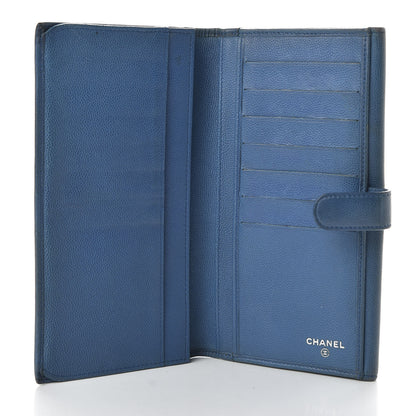 Chanel Caviar Sevruga CC Long Flap French Wallet Blue 6 of 8