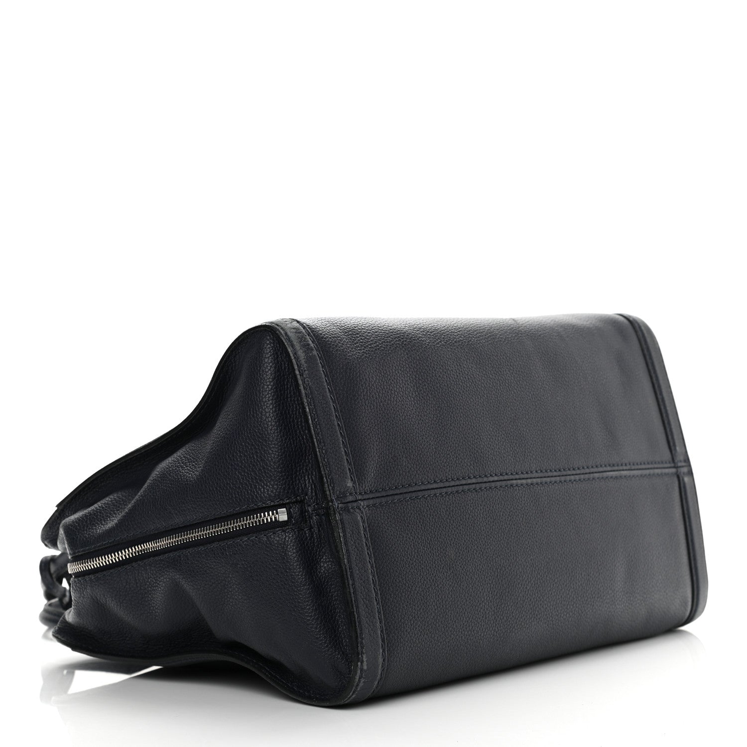 Alexander McQueen Pebbled Calfskin Large Skull Padlock Zip Around Tote Navy 4 of 15