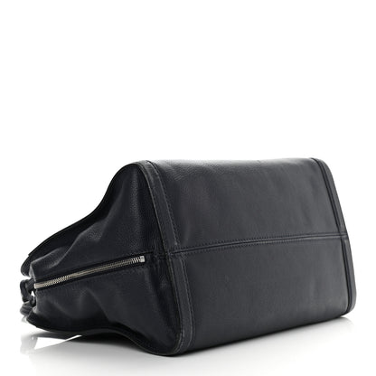Alexander McQueen Pebbled Calfskin Large Skull Padlock Zip Around Tote Navy 4 of 15