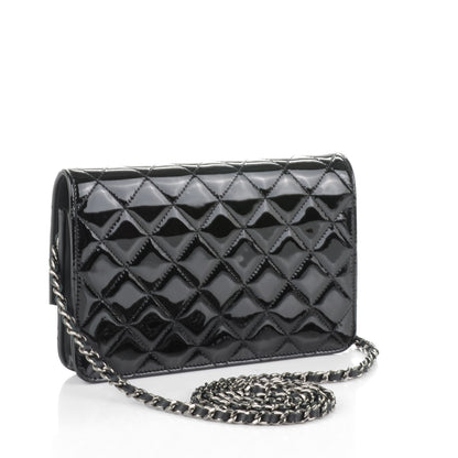 Chanel Patent Quilted Brilliant Wallet On Chain WOC Black 3 of 8