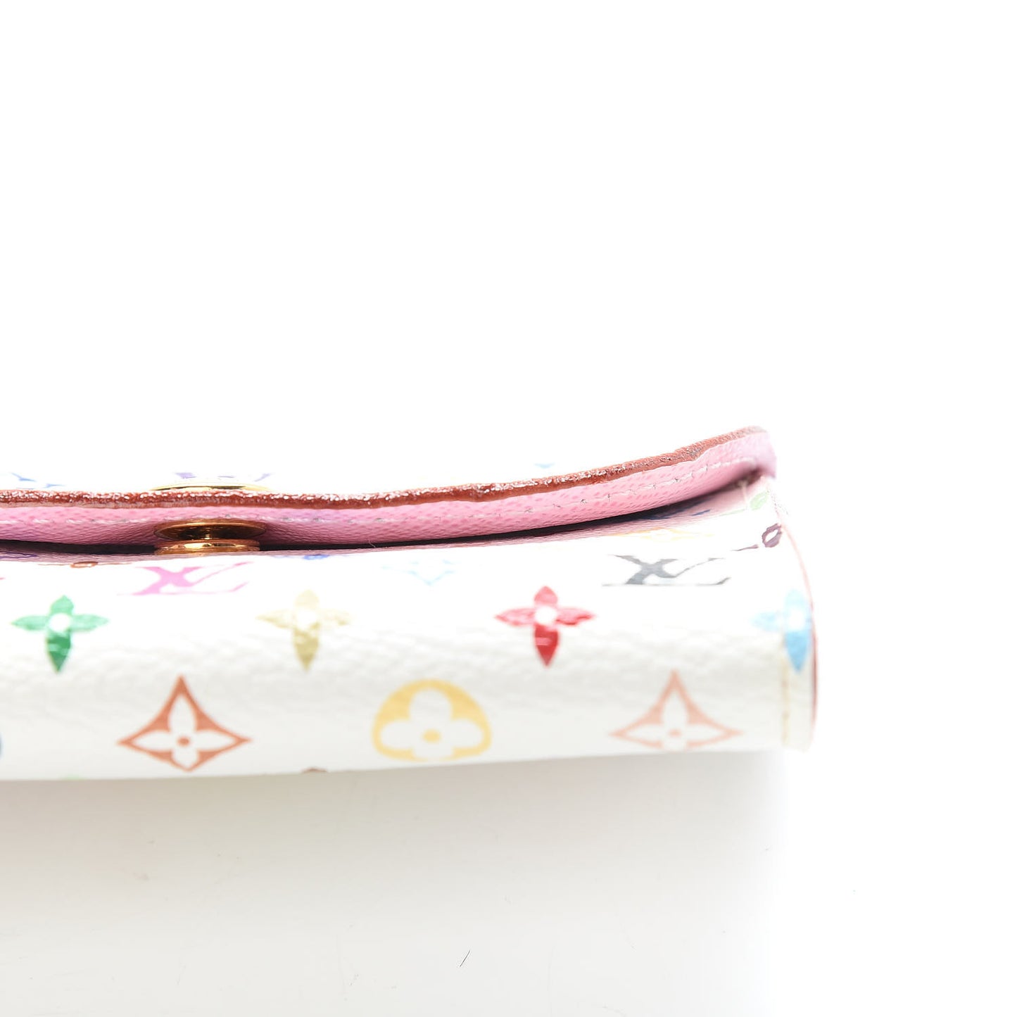 Monogram Multicolor Business Card Holder White Litchi