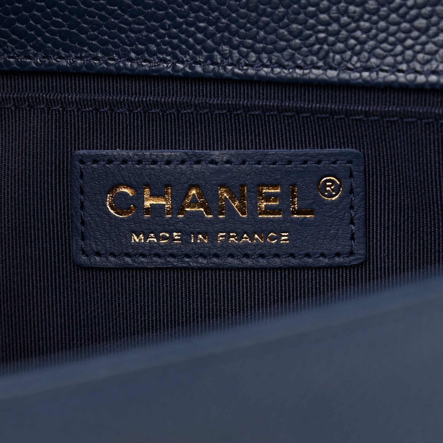 Caviar Quilted Medium Boy Flap Dark Blue