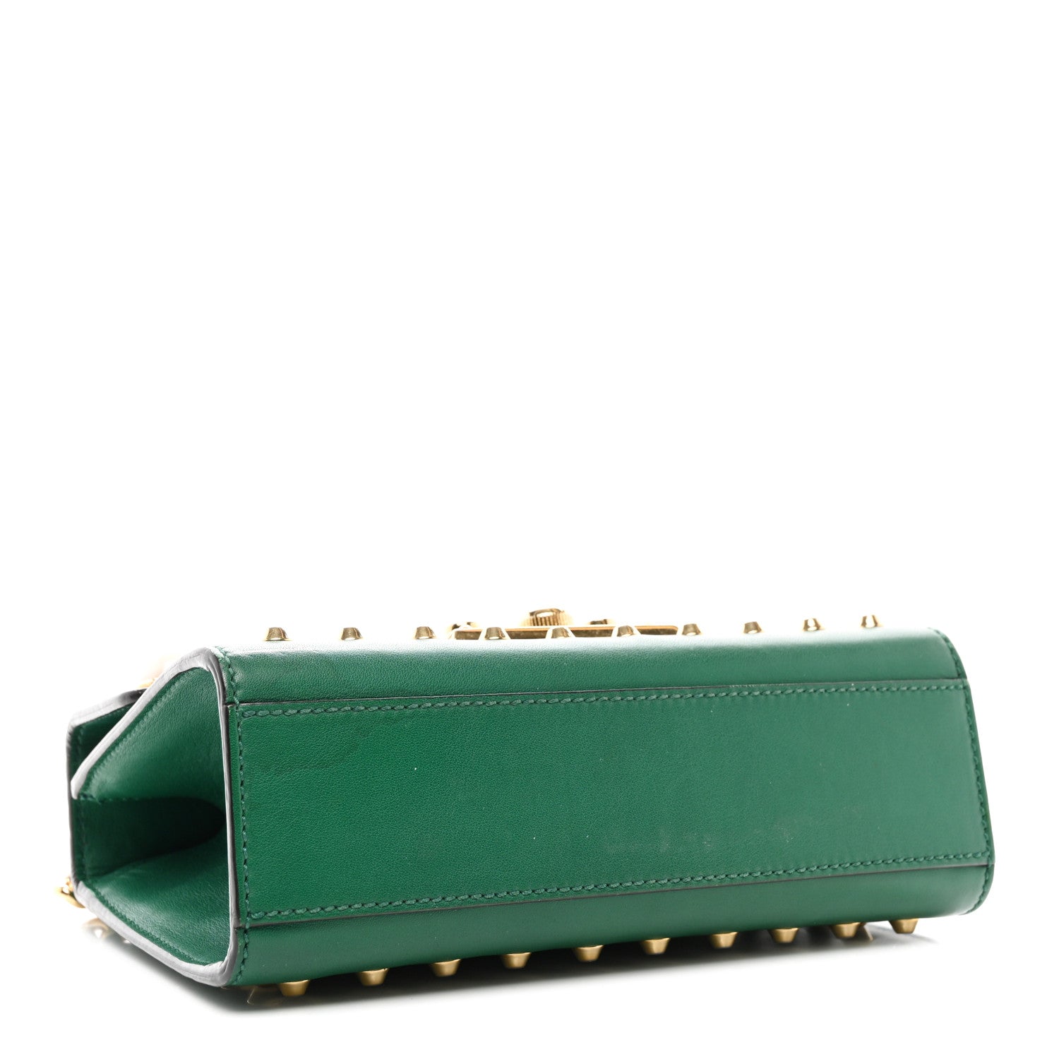 Gucci Calfskin Studded Small Padlock Shoulder Bag Emerald 4 of 15