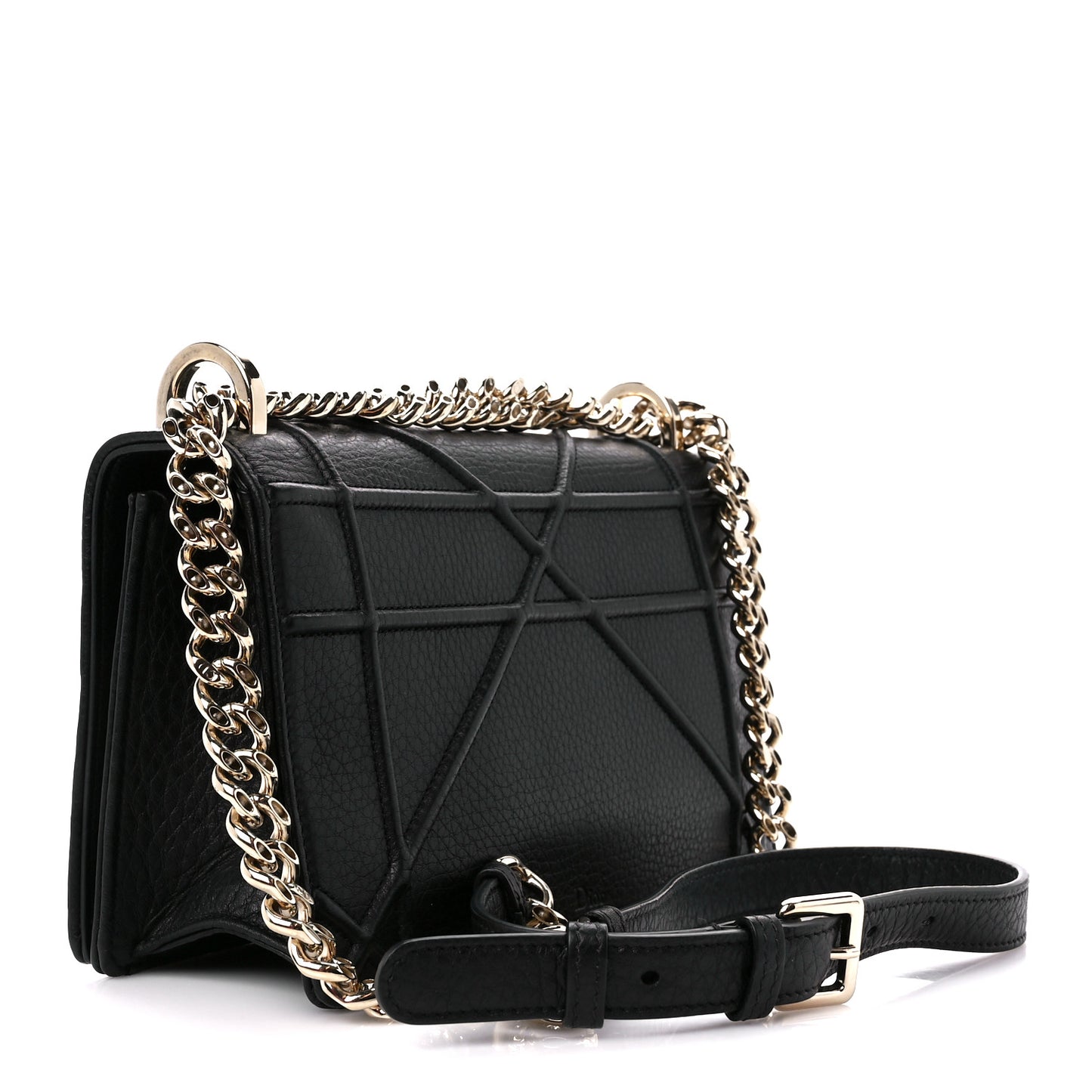 Grained Calfskin Small Diorama Flap Bag Black