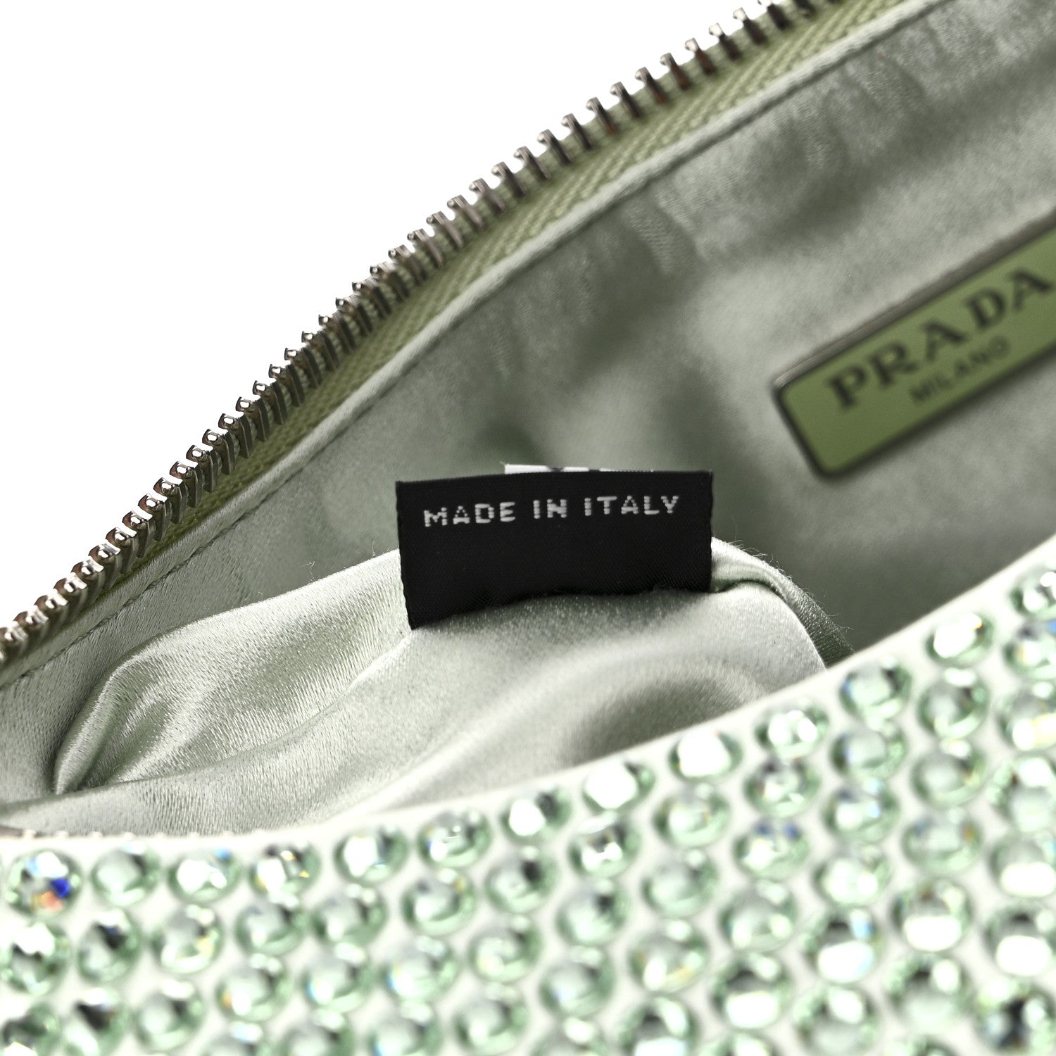 Prada Satin Crystal Re-Edition 2005 Shoulder Bag Acqua 9 of 12