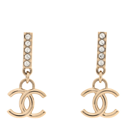 Chanel Crystal CC Drop Earrings Gold Gold 1 of 4