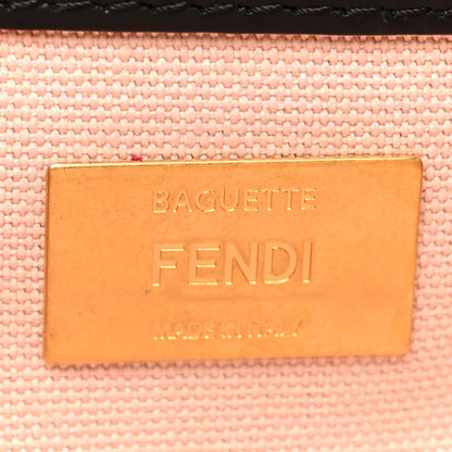 Fendi Canvas Vitello King FF Embroidered Baguette Rosa Quarzo Black 6 of 10