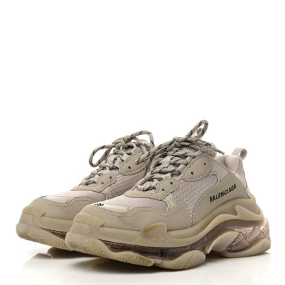 Balenciaga Fabric Mesh Clear Sole Womens Triple S Sneakers 39 Beige 3 of 12