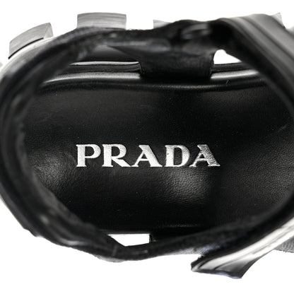 Prada Rubber Nylon Velcro Womens Cloudbust Thunder 50mm Sandals 37 Black 7 of 8