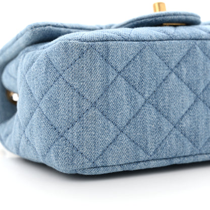 Chanel Denim Quilted Mini Pearl Crush Flap Blue 9 of 10