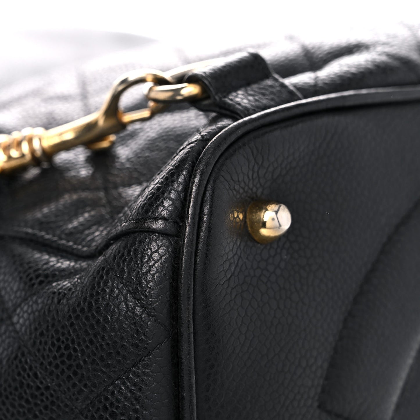 Caviar Quilted Drawstring Backpack Black