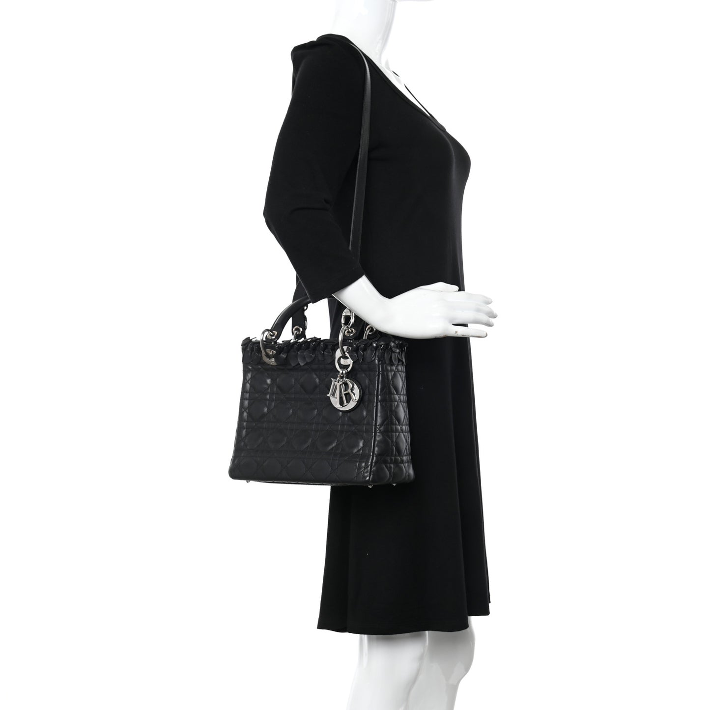 Lambskin Cannage Medium Lady Dior Black