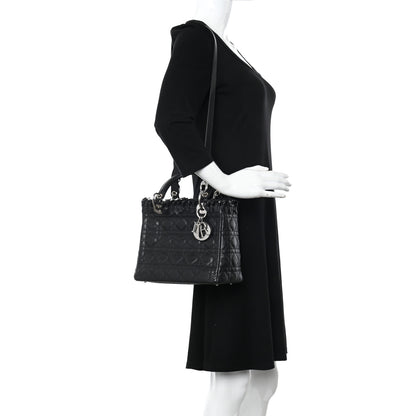 Christian Dior Lambskin Cannage Medium Lady Dior Black 2 of 10