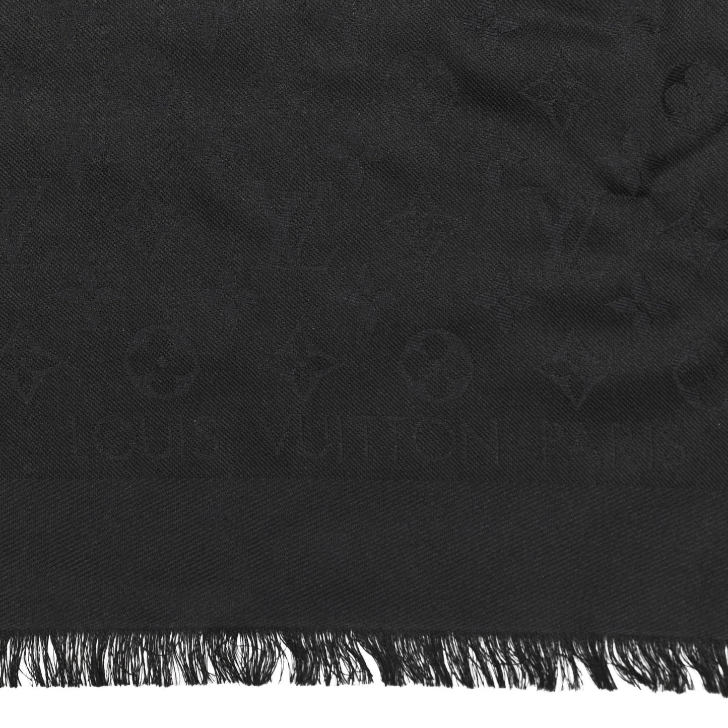 Silk Wool Monogram Shawl Black