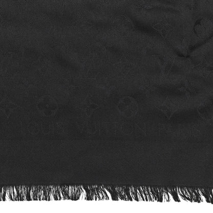 Louis Vuitton Silk Wool Monogram Shawl Black 2 of 3