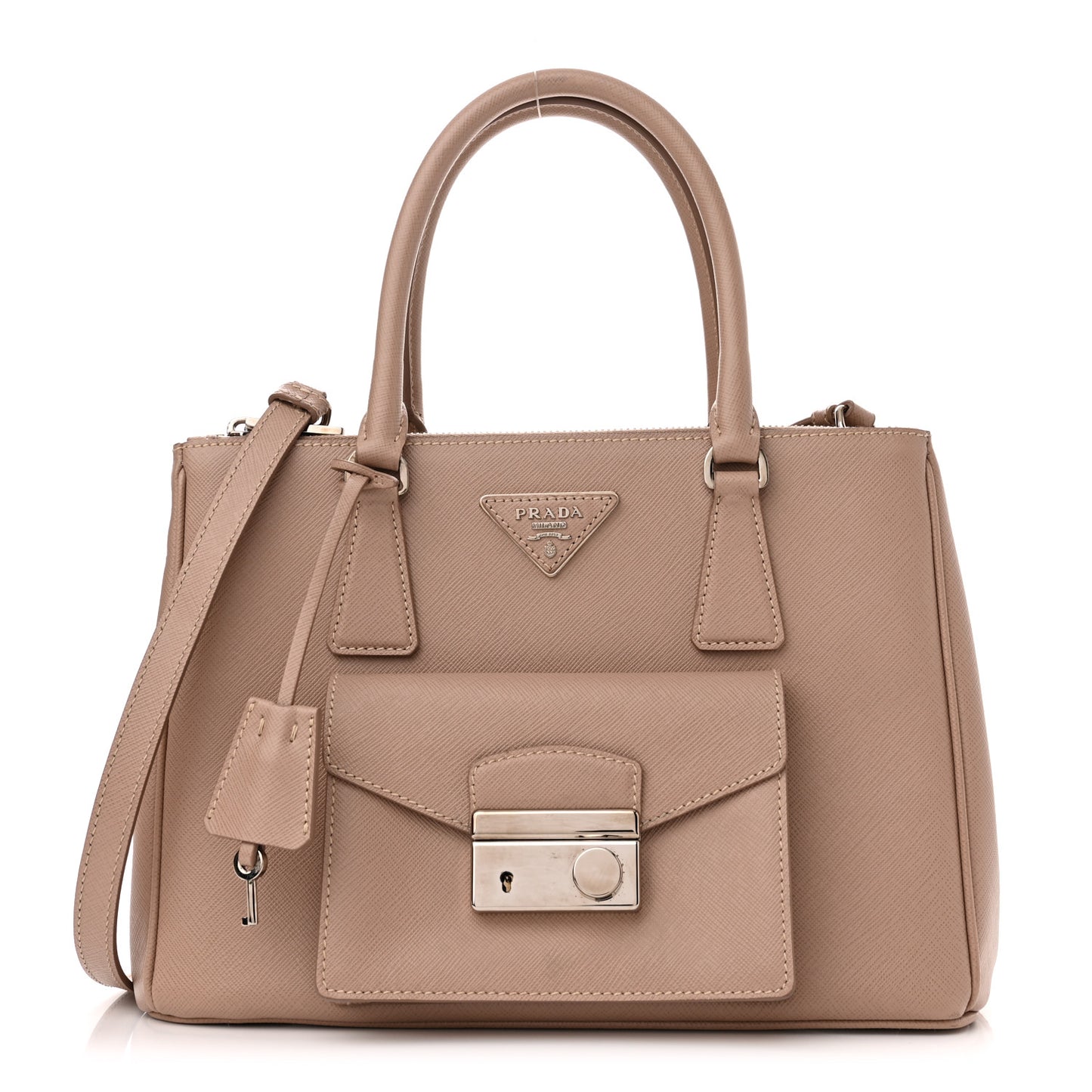 Saffiano Lux Galleria Front Pocket Tote Cammeo
