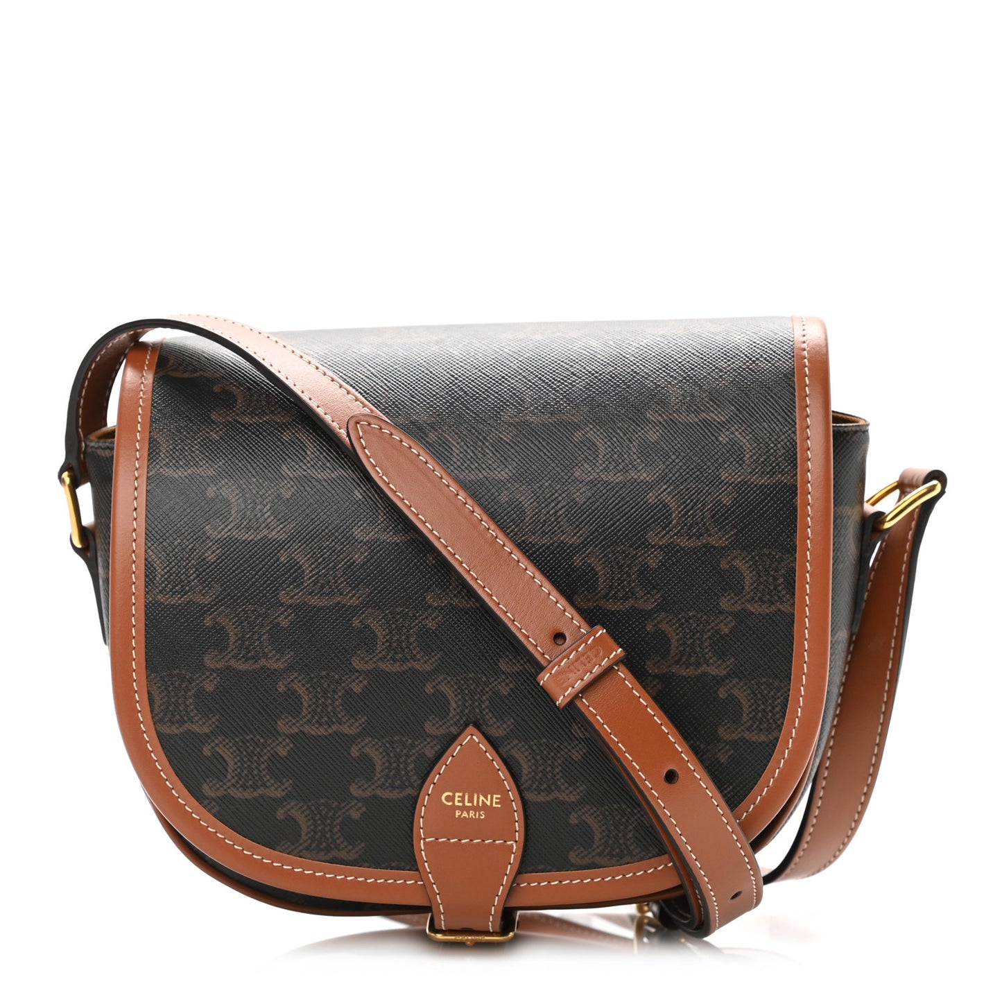 Triomphe Canvas Medium Folco Bag Tan