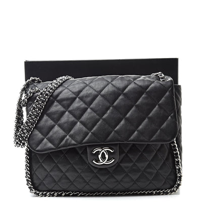 Chanel Washed Lambskin Quilted Maxi Chain Around Flap Black 11 of 11