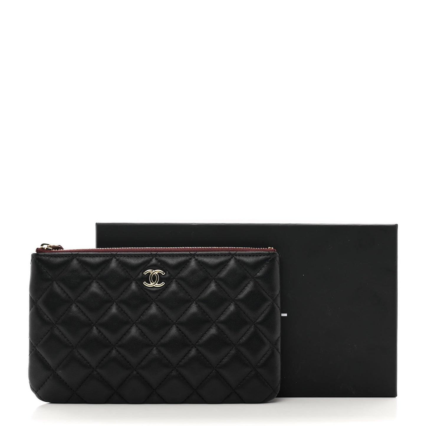 Lambskin Quilted Cosmetic Case Black