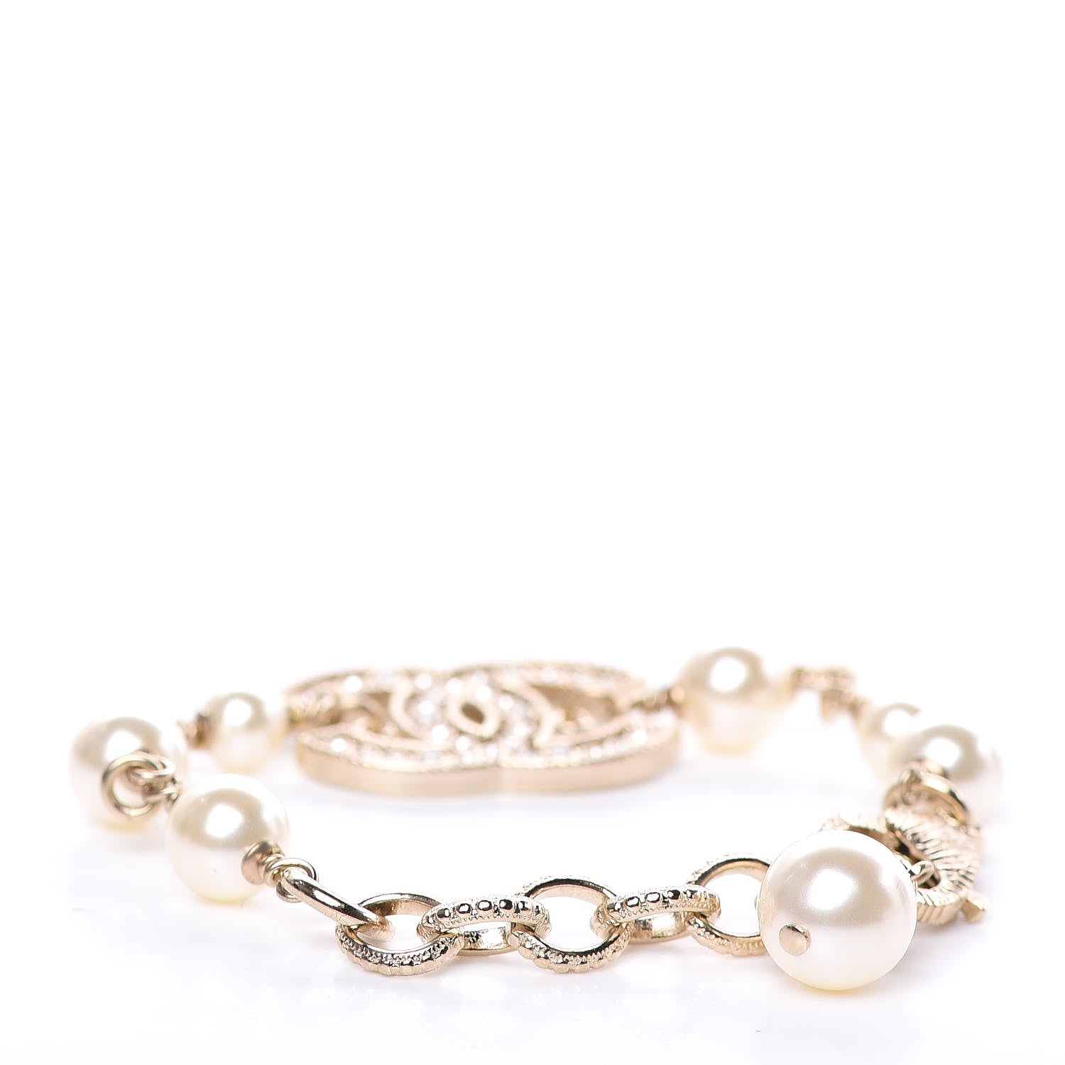 Chanel Pearl Crystal CC Bracelet Gold 3 of 4
