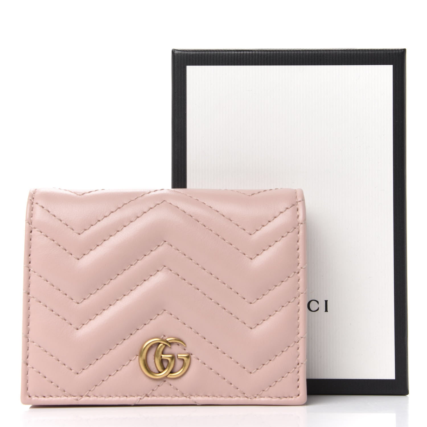 Gucci Calfskin Matelasse GG Marmont Card Case Wallet Perfect Pink 8 of 8