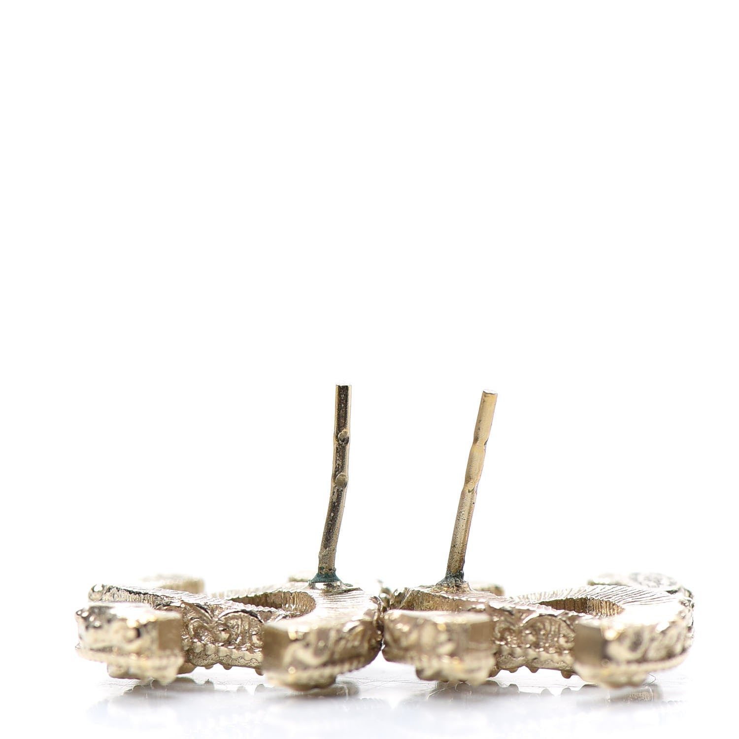 Chanel Enamel CC Baroque Earrings Light Gold 3 of 4