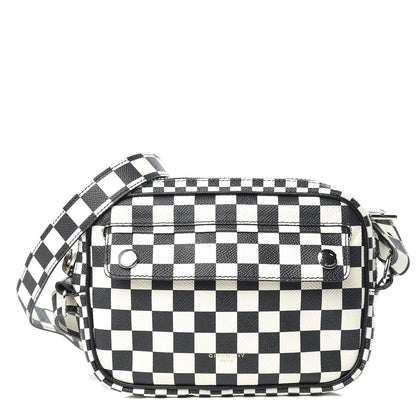 Givenchy Grained Calfskin Checkered Print Messenger Black White 1 of 16