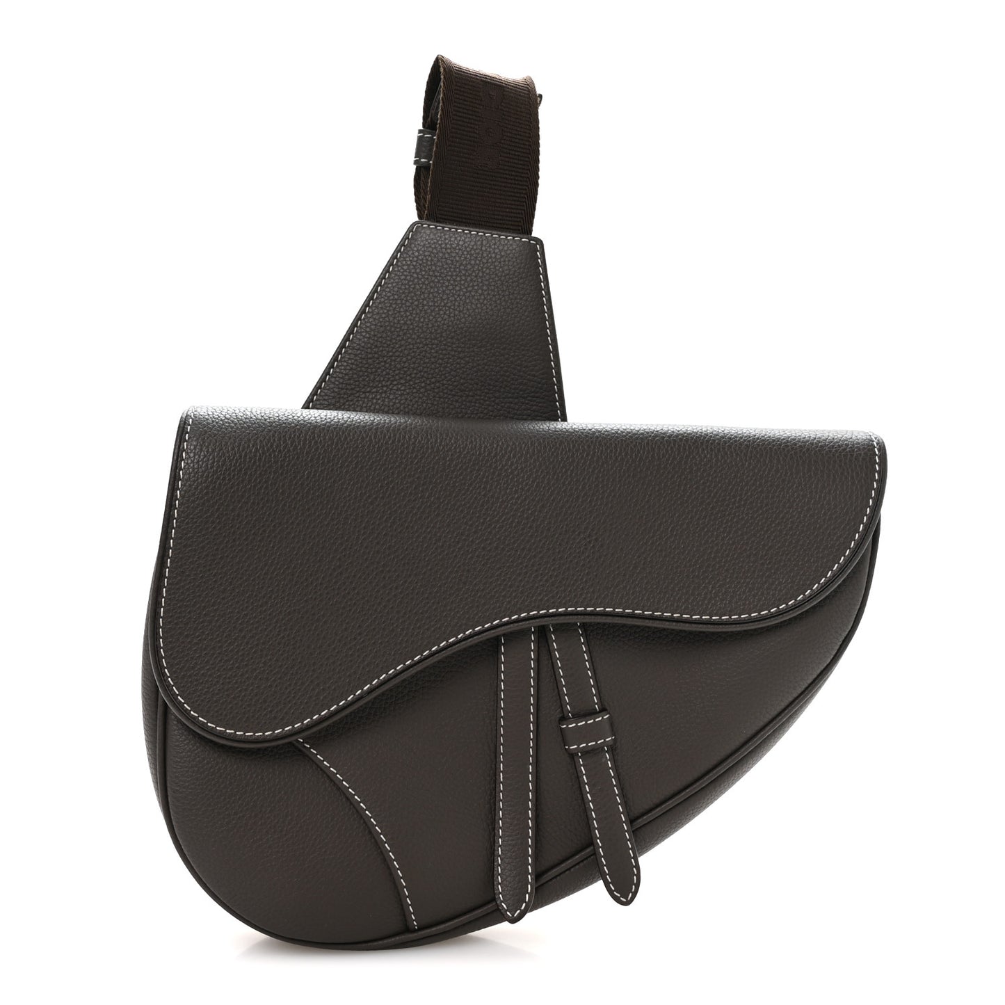 Grained Calfskin Mens Saddle Bag Ebony