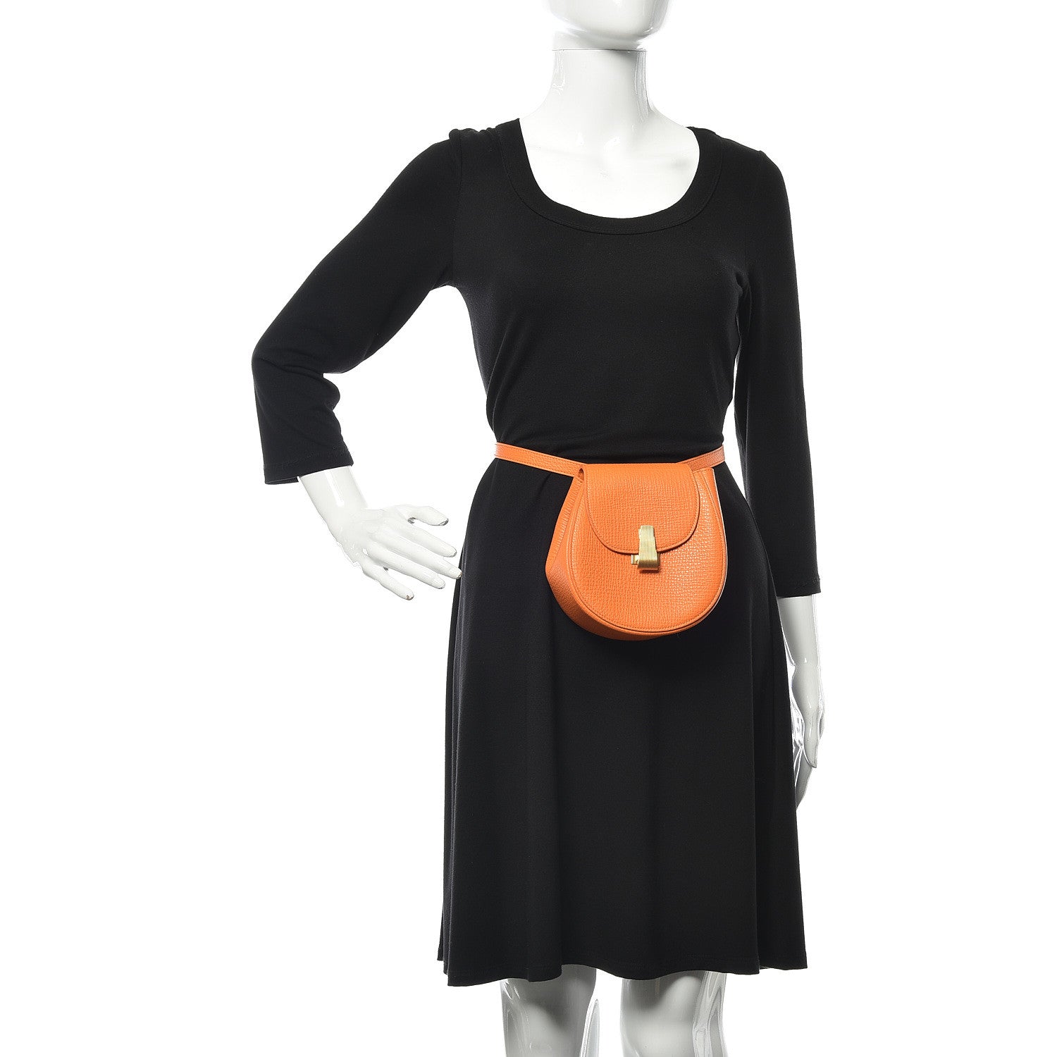 Bottega Veneta Palmellato Calfskin Rounded Belt Bag Light Orange 2 of 9
